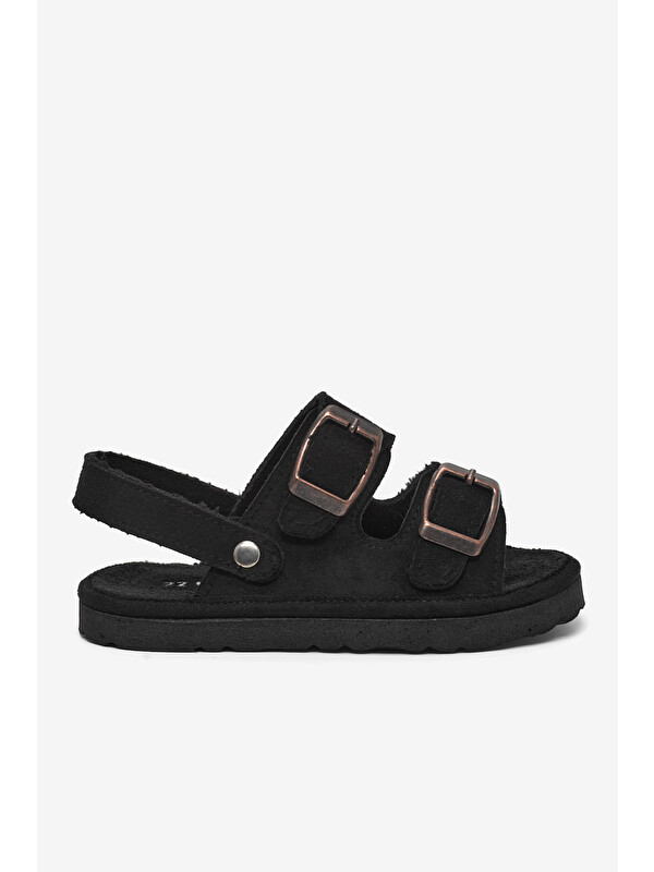 TONNY BLACK Çocuk Unisex Siyah Rahat Kalıp Çift Tokalı Bebe Paitk Sandalet