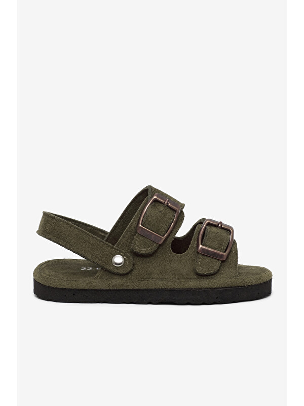 TONNY BLACK Çocuk Unisex Haki Rahat Kalıp Çift Tokalı Bebe Paitk Sandalet