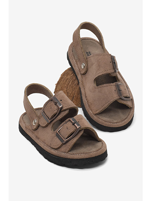 TONNY BLACK Çocuk Unisex Vizon Rahat Kalıp Çift Tokalı Bebe Paitk Sandalet