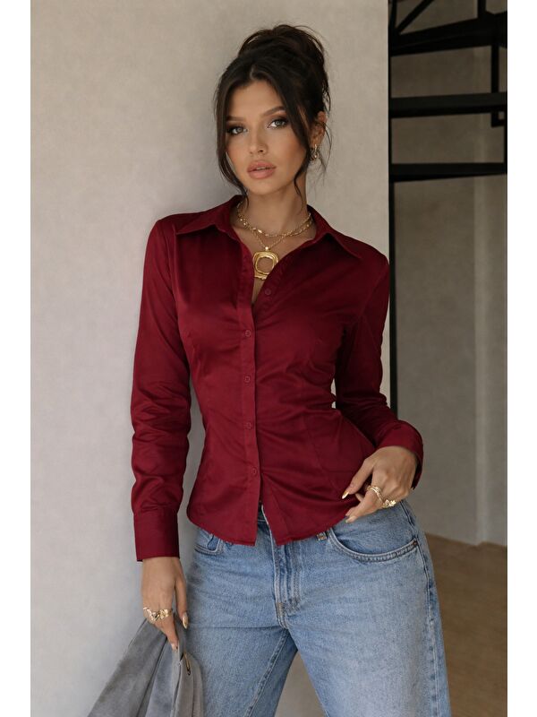 Tarz Cool Kadın Premium Gömlek Slim Fit Uzun Kollu Ofis Günlük Kombin Basic Klasik Gömlek