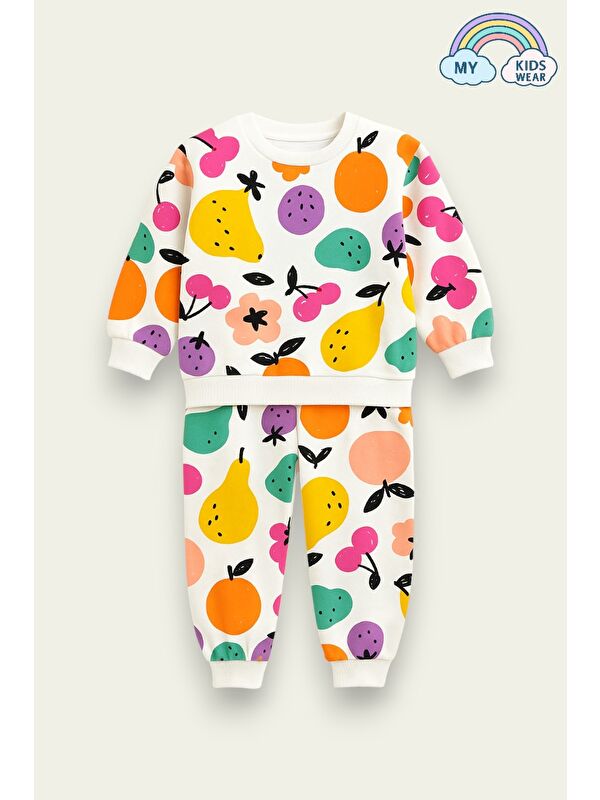 My Kids Wear Anaokulu-Renkli Meyve Desenli İpeksi Takım 2-8 Yaş