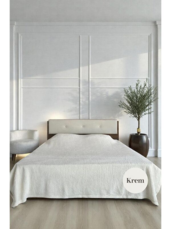 Çeyiz Diyarı Welsoft Çift Kişilik Battaniye 200x220 cm Krem