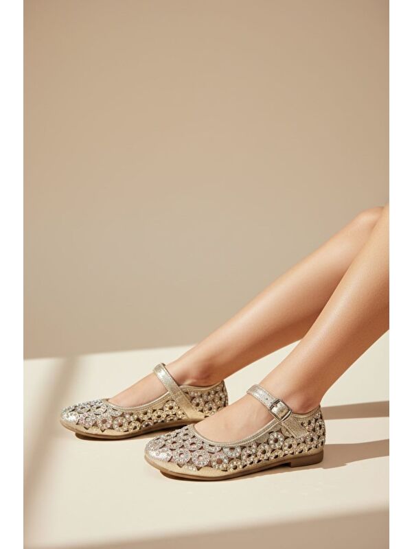 Gorkem Bebe Ayakkabi Gri Gorkem Bebe Ayakkabi Taşlı KIZ ÇOCUK BABET