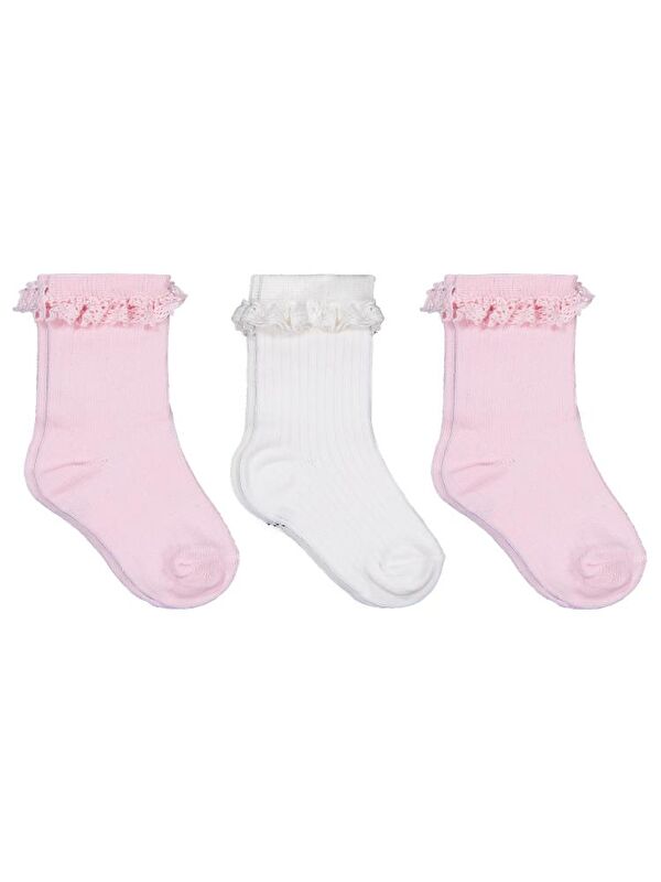 Civil Baby Fırfır Aksesuar 3'lü 6-18 Ay Bebek Kız Çorap Set - Standart 12 Ay