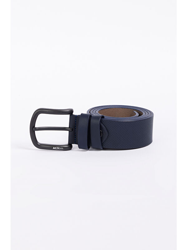 AC&Co / Altınyıldız Classics Erkek Lacivert Casual Suni Deri Kemer