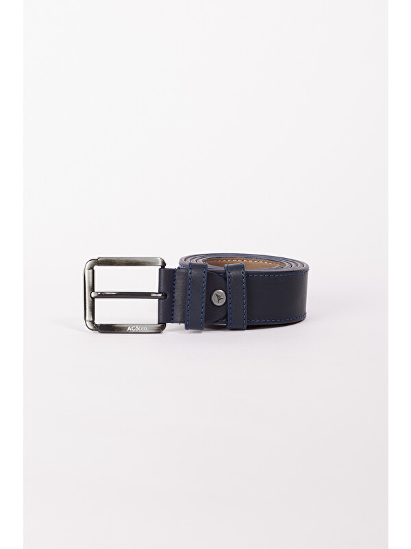 AC&Co / Altınyıldız Classics Erkek Lacivert Casual Suni Deri Kemer