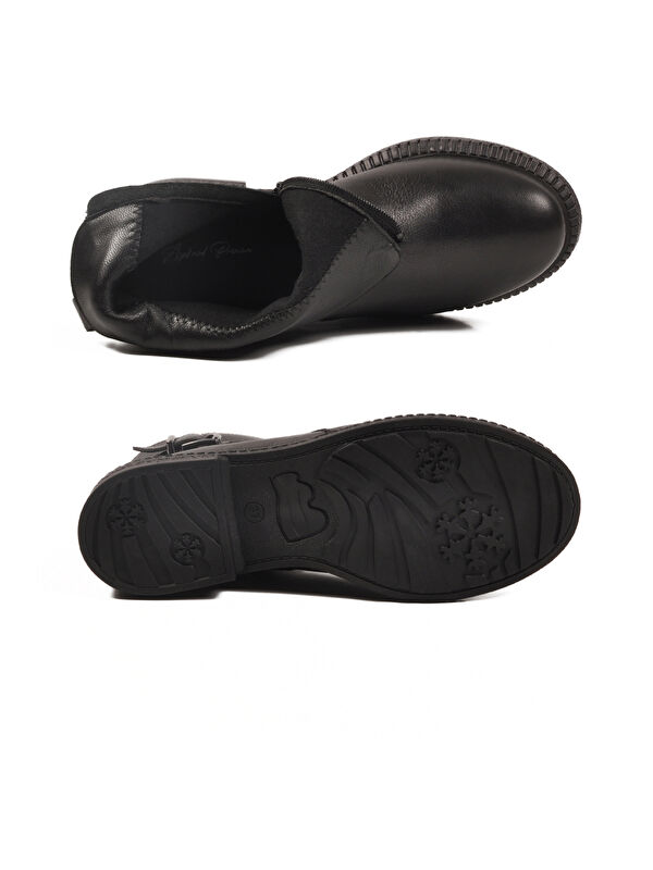 Ayakmod Siyah Ayakmod Hakiki Deri İçi Polarlı Kaymaz Kadın Bot 20913-1 Z