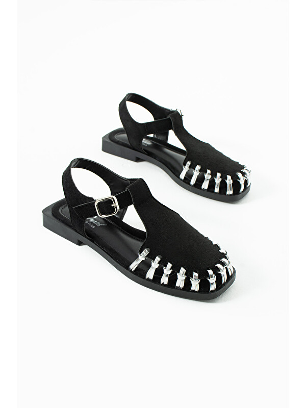 DUXAL SHOES Debra Kadın Süet Örgü Tasarım Kafesli Sandalet