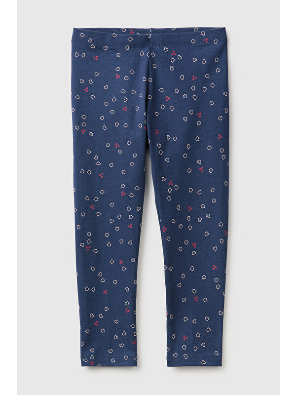 United Colors Of Benetton Kız Bebek Koyu Lacivert Tam Desenli Slim Fit Tayt