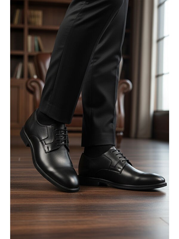 Siyah Hakiki Deri Erkek Klasik Ayakkabı 2496 M - Görsel 4