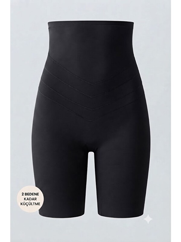 C&City Yüksek Bel Lazer Kesim Uzun Boxer Korse 9604 Siyah