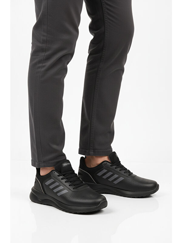 Siyah Bağcıklı Hafif Esnek Erkek Spor Ayakkabı Nereus M - Görsel 2