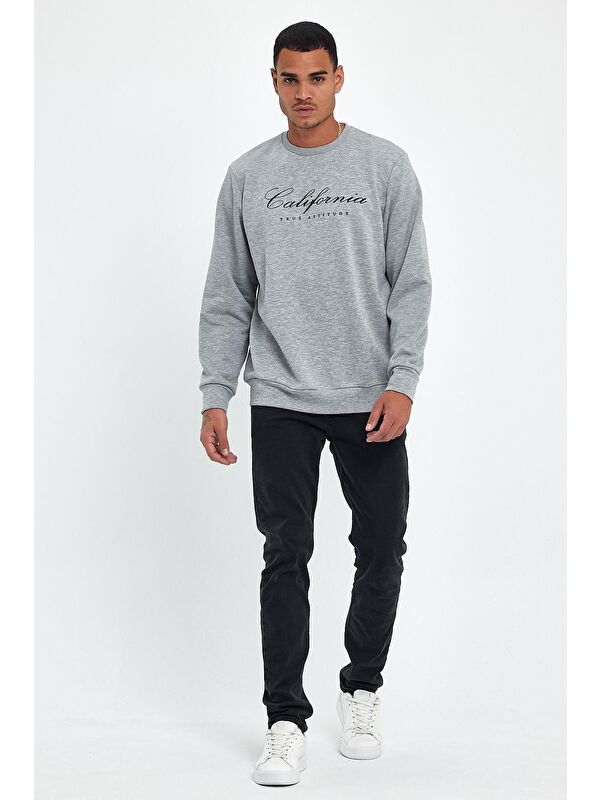 Süperlife Erkek Bisiklet Yaka Regular Fit 3 İplik Kalın California Baskılı Sweatshirt spr24sw28