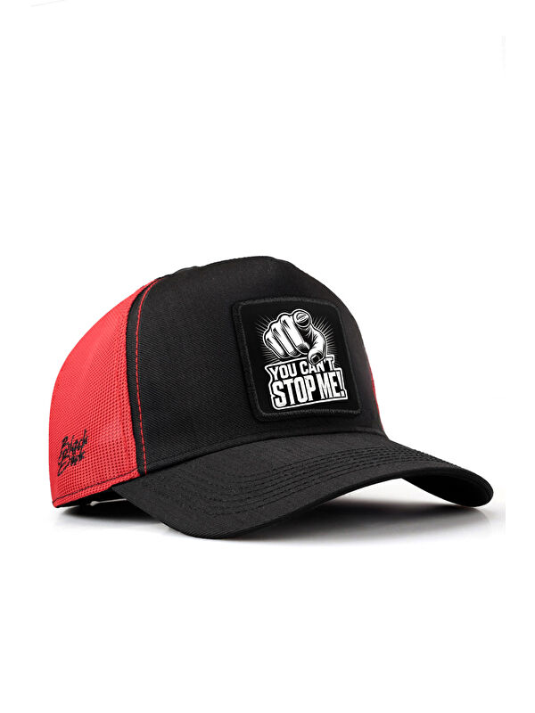 BlackBörk You Can't Stop Me Logolu Cordura Siyah-Kırmızı Trucker Şapka