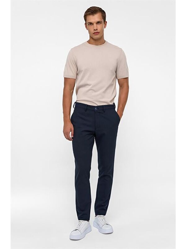 Süvari Lacivert Slim Desenli Pantolon
