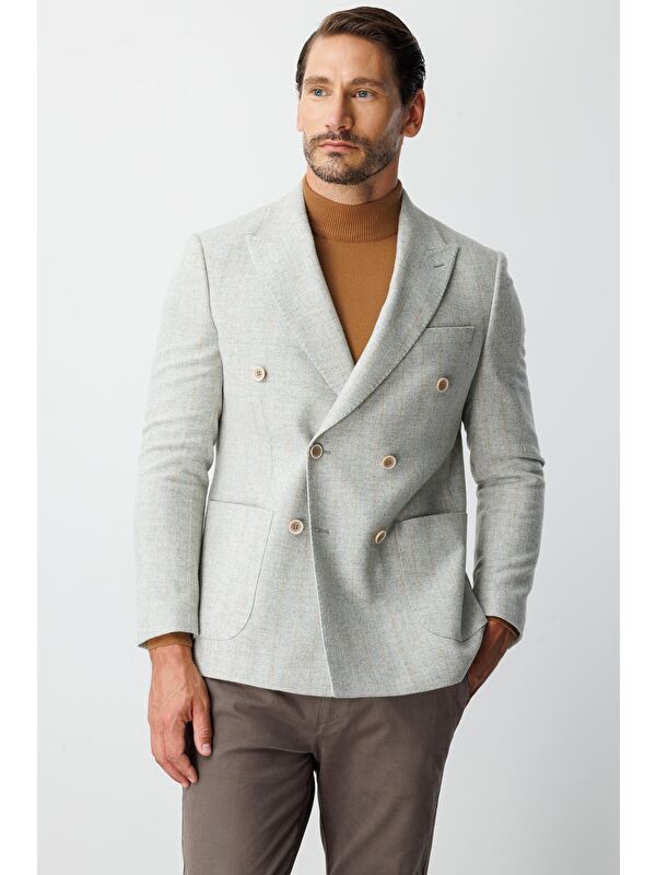 igs Erkek Grİ Slim Fit / Dar Kalip Geniş Kirlangiç Ceket