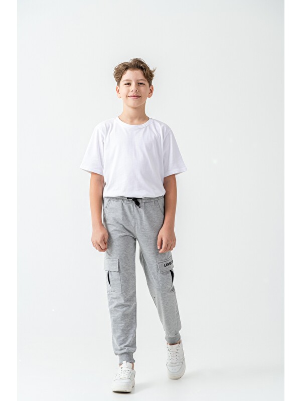 Mışıl Kids Kargo Cepli Cep Kapağı Level Up Baskılı Erkek Çocuk Eşofman Altı