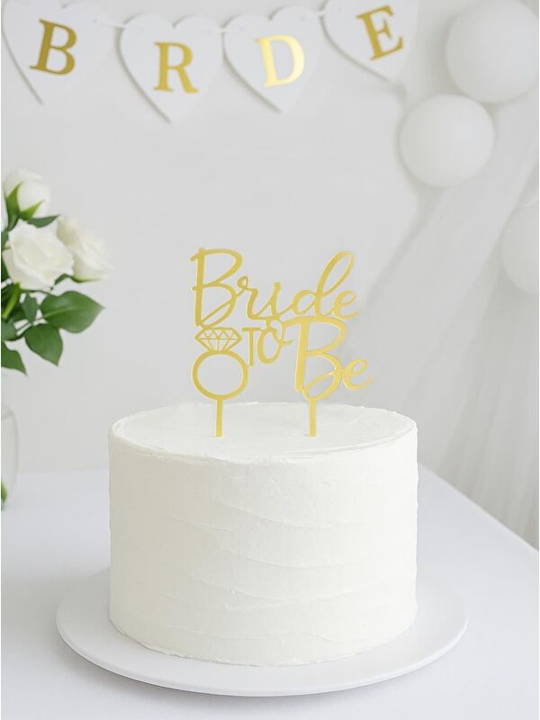 Parti Adresi Bekarlığa Veda Partisi Dekoru Bride To Be Pasta Süsü Pleksi Altın