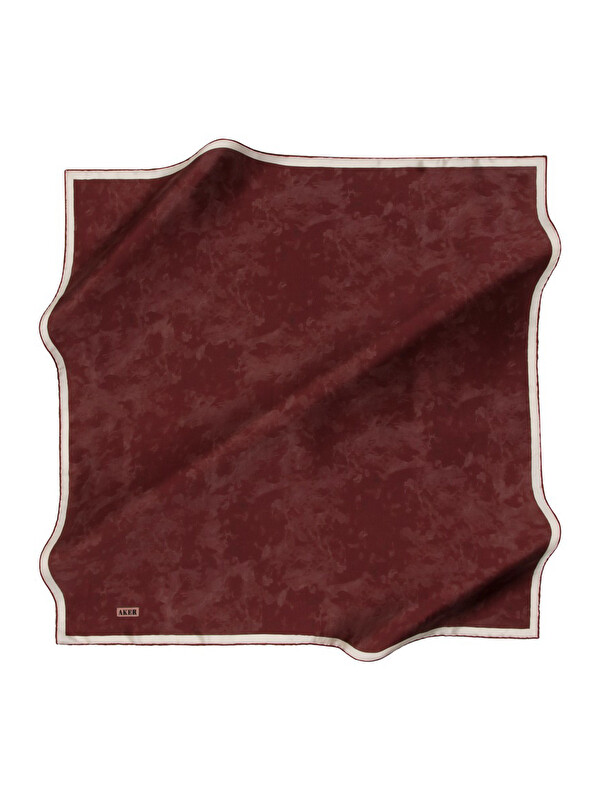 AKER Bordo 90X90 İpek Krep Saten Eşarp