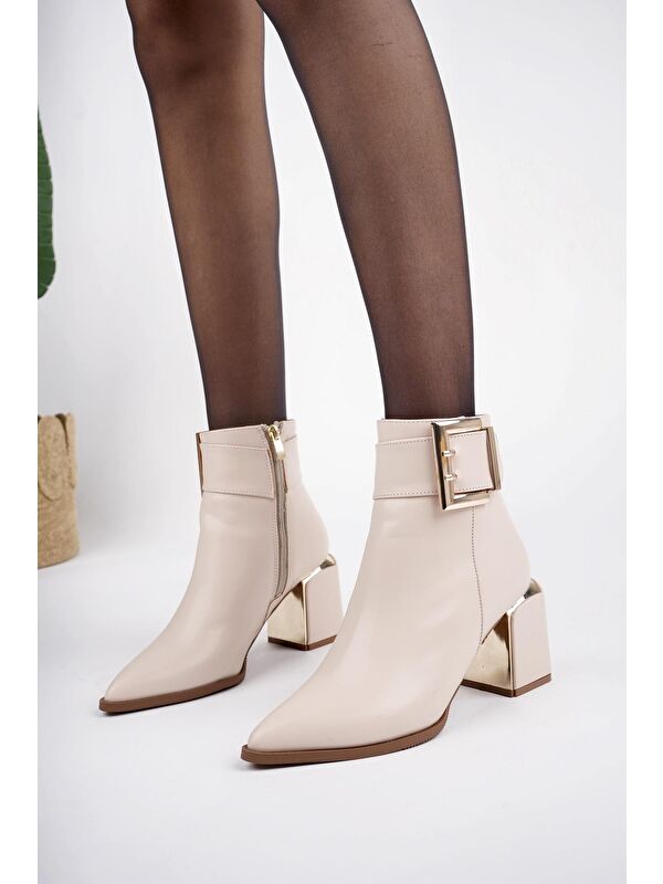 CHİLY Kemer ve Toka Detaylı Kalın Topuklu Kadın Bot - Görsel 3