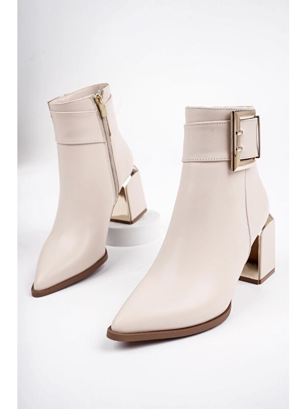 CHİLY Kemer ve Toka Detaylı Kalın Topuklu Kadın Bot - Görsel 4