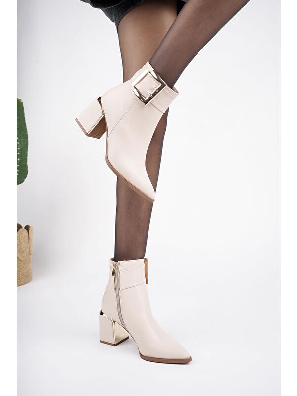 CHİLY Kemer ve Toka Detaylı Kalın Topuklu Kadın Bot - Görsel 8