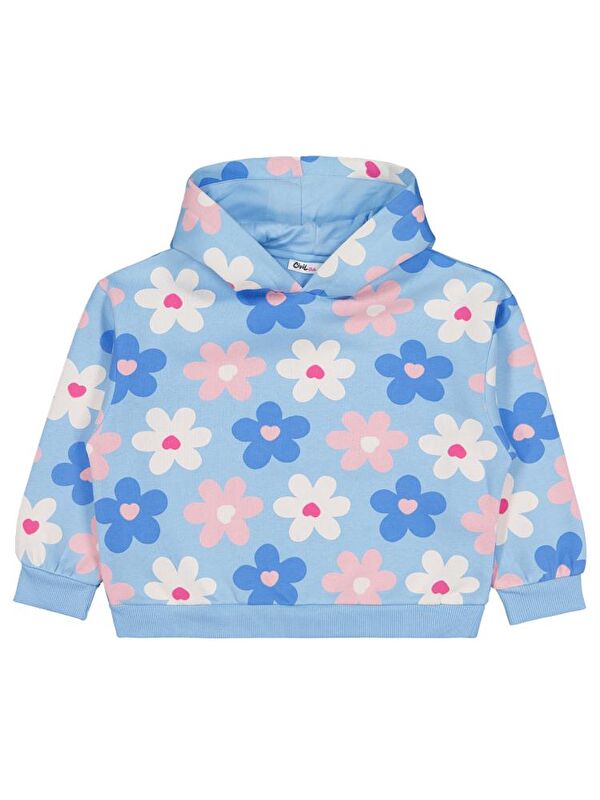Civil Girls Renkli Çiçek Baskılı 6-9 Yaş Sweatshirt