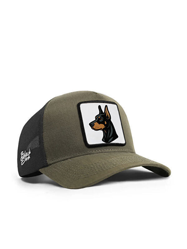 BlackBörk Köpek Logolu Cordura Haki-Siyah Trucker Şapka