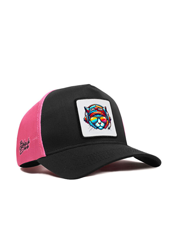BlackBörk Kedi Logolu Cordura Siyah-Pembe Trucker Şapka