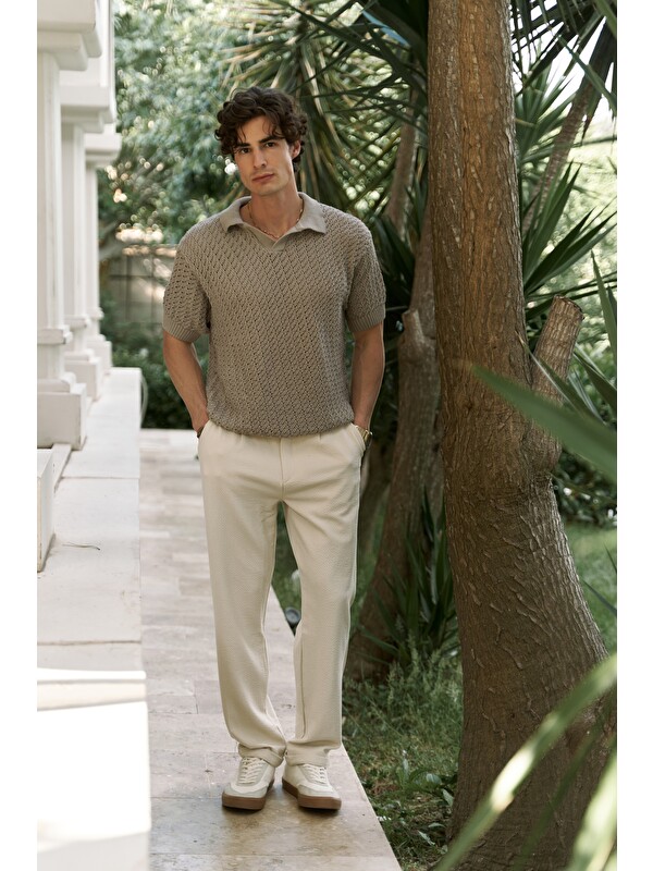 Mai Collection Peter Erkek Polo Yaka Vizon Triko Tişört