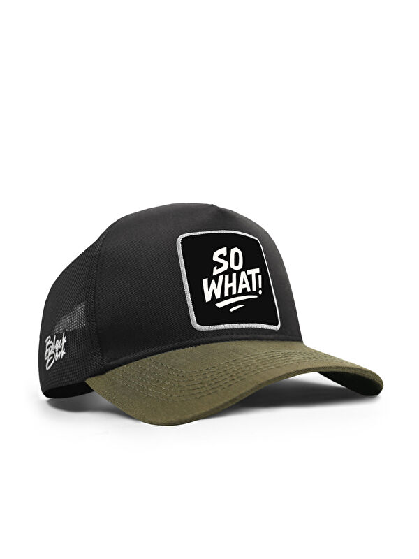 BlackBörk So What Logolu Cordura Haki-Siyah Trucker Şapka