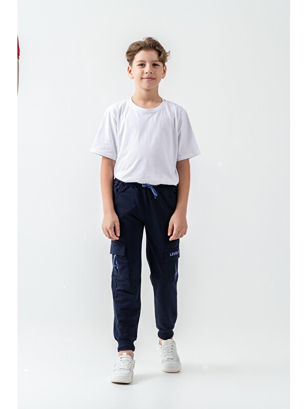 Mışıl Kids Kargo Cepli Cep Kapağı Level Up Baskılı Erkek Çocuk Eşofman Altı
