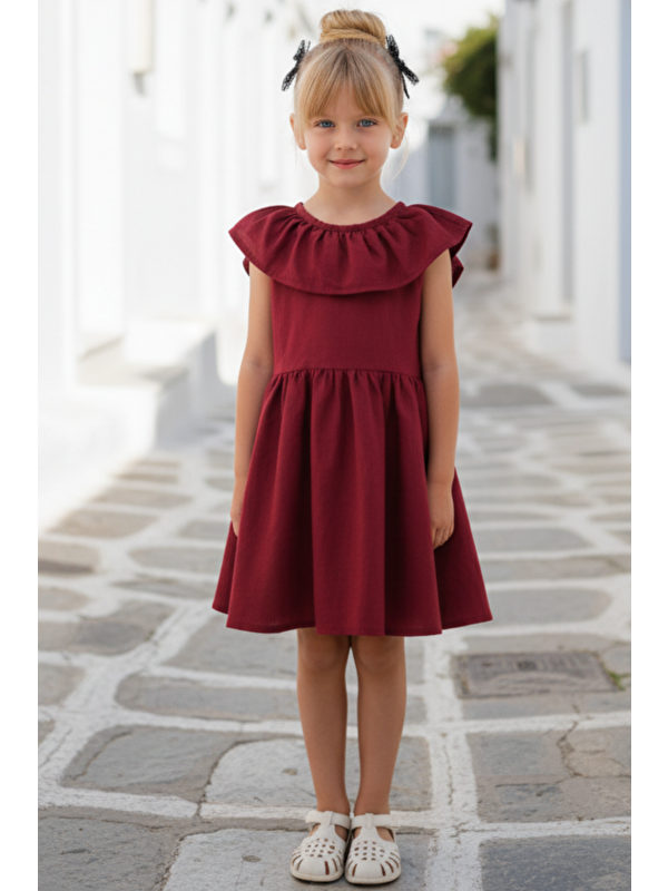 Parla Kids Kız Çocuk Fiyonklu Fırfırlı Elbise ve Toka