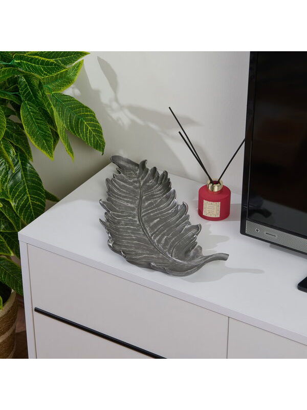 Evidea Deco Moena Dekoratif Tabak - Gümüş - 44x19 cm