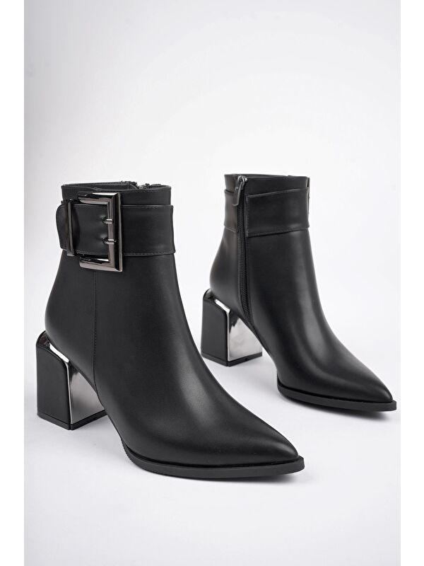 CHİLY Kemer ve Toka Detaylı Kalın Topuklu Kadın Bot - Görsel 4