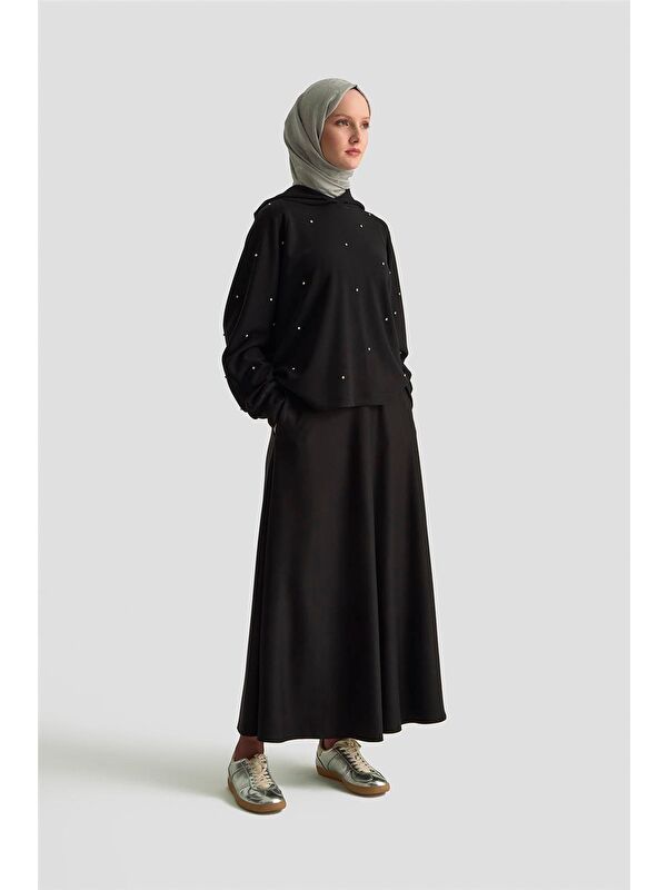 ARMİNE Taşlı Kapüşonlu Sweat 25Kd4031 Siyah