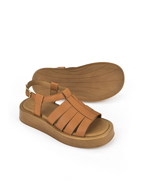 Hakiki Deri Kadın Sandalet 1511033Z23069 Taba - Görsel 5