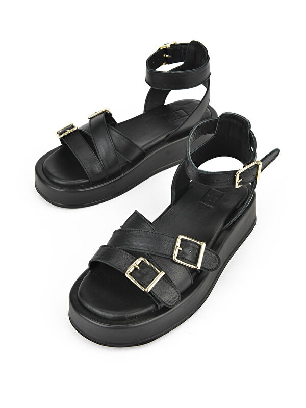 Hakiki Deri Kadın Sandalet 1511033Z23029 Siyah - Görsel 6