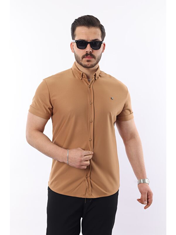 Comstar Erkek Kısa Kollu Slim Fit Yazlık Basic Gömlek