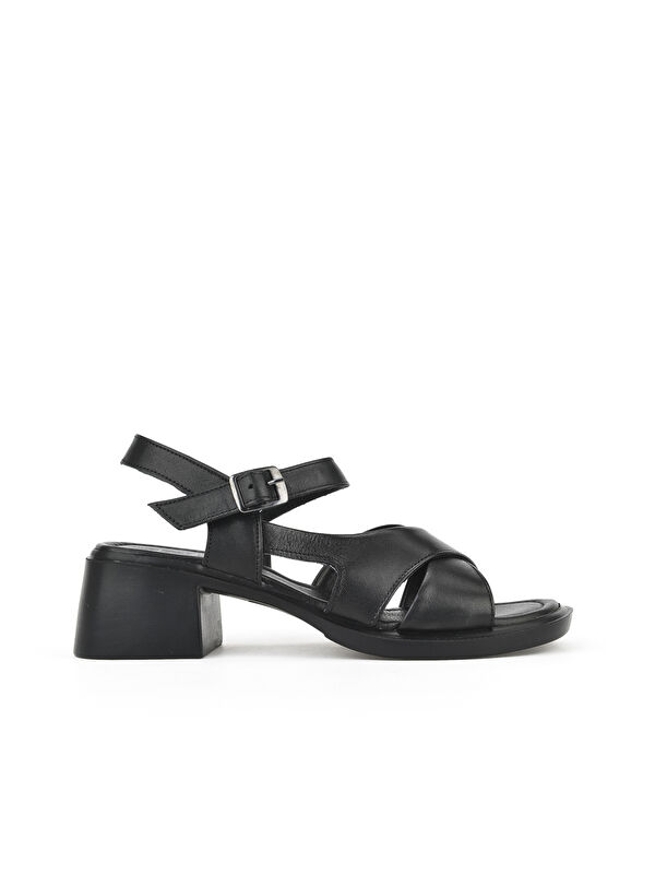 Kadın Hakiki Deri Topuklu Sandalet 151992Z8002 Siyah - Görsel 2