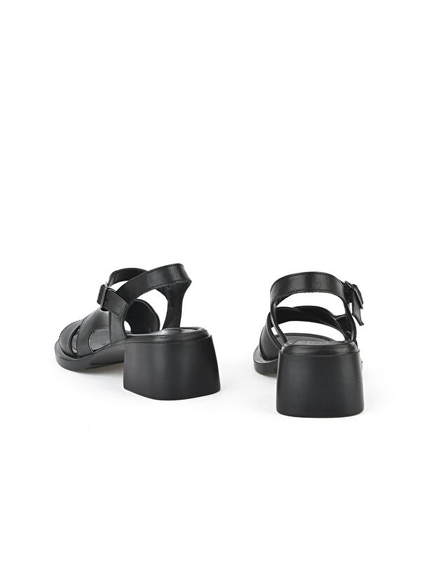 Kadın Hakiki Deri Topuklu Sandalet 151992Z8002 Siyah - Görsel 4