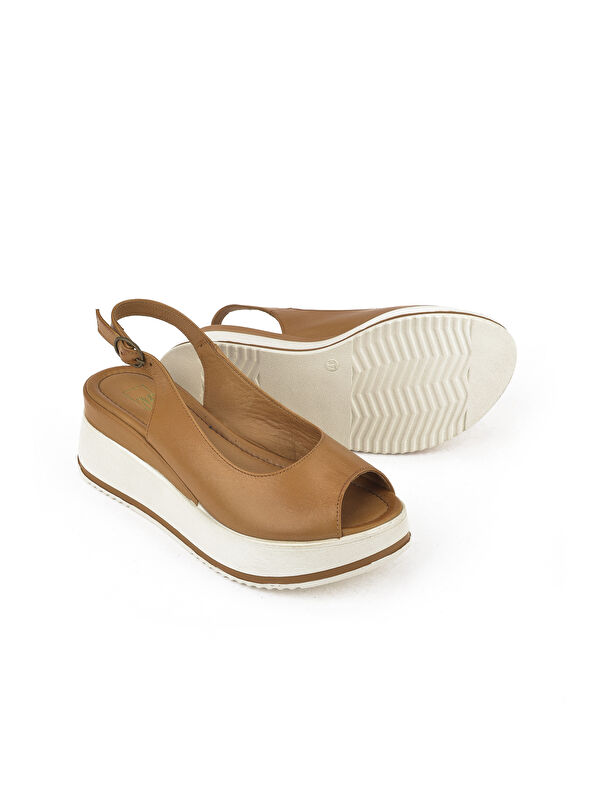 Kadın Hakiki Deri Topuklu Sandalet 151992Z50000 Taba - Görsel 5