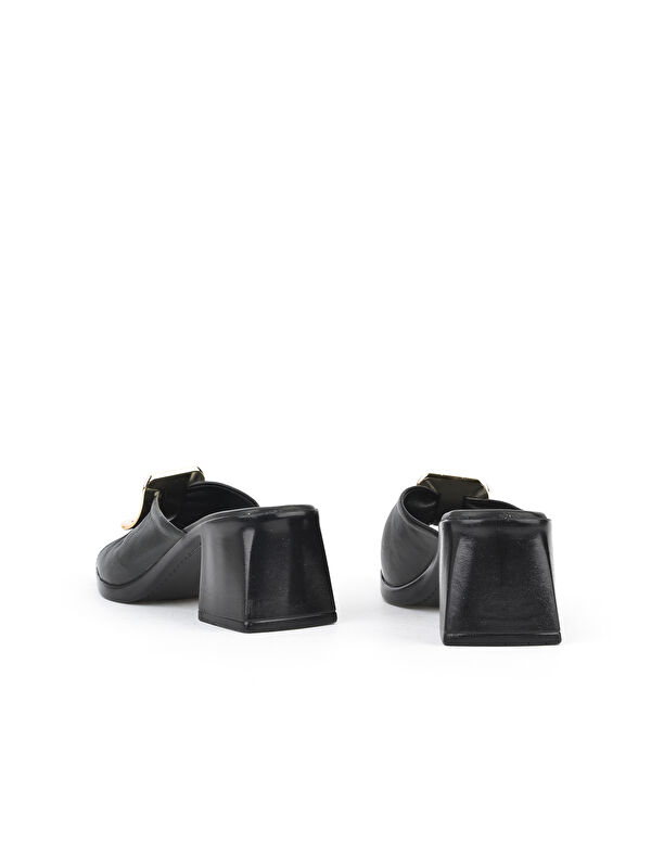 Kadın Hakiki Deri Topuklu Terlik 151992Z19008 Siyah - Görsel 4