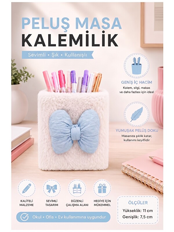 Artlantis Masaüstü Pelüş Kalemlik Organizer 1 Adet PP-283 Renkli Masa Üstü Kalemlik Düzenleyici Plastik Ofis B