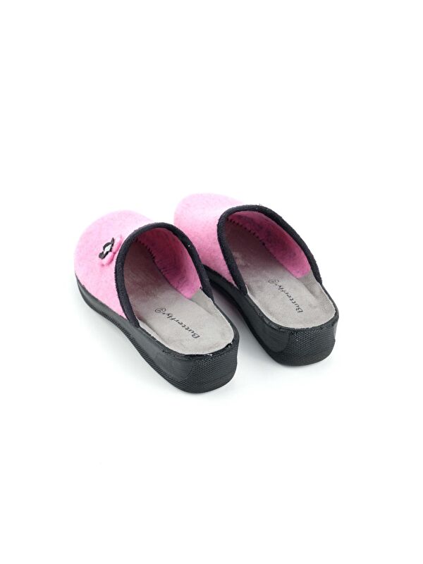 Gezer Pembe Gezer Butterfly Kışlık Kadın Keçe Rahat Taban Ev Bahçe Terlik