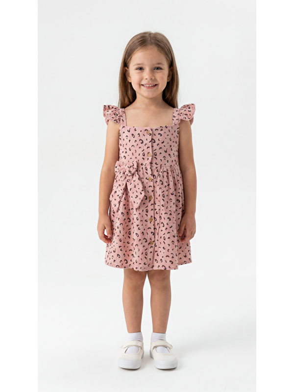Mışıl Kids Leopar Desenli Kız Çocuk Elbise