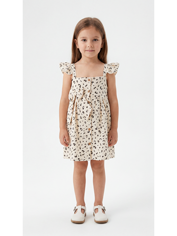 Mışıl Kids Leopar Desenli Kız Çocuk Elbise