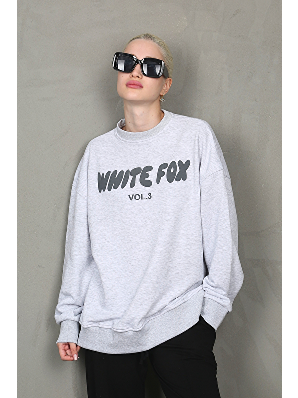 Madmext Karmelanj Bisiklet Yaka Baskılı Sweatshirt Mg1904