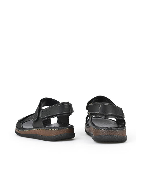 Erkek Hakiki Deri Sandalet 1511045ZS6 Siyah - Görsel 4