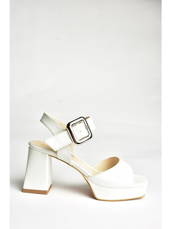 U8200097 Beyaz Kadın Topuklu Ayakkabı - Görsel 2